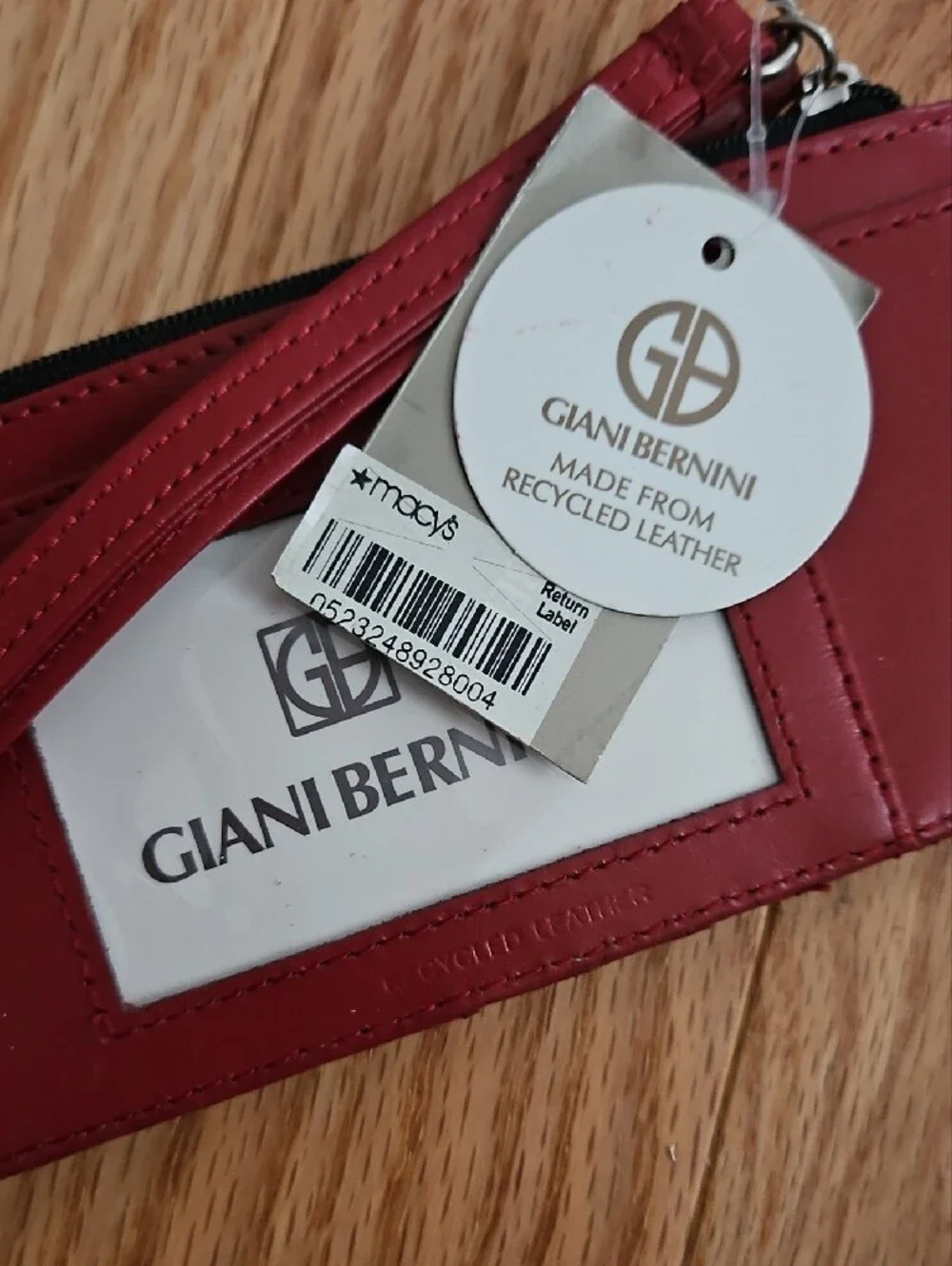 Giani Bernini Red Leather Card Wallet Phone Wristlet